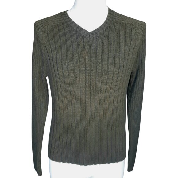 Abercrombie & Fitch SZ M Olive Green Cotton Men's Muscle V-Neck Pullover Sweater - Picture 1 of 11
